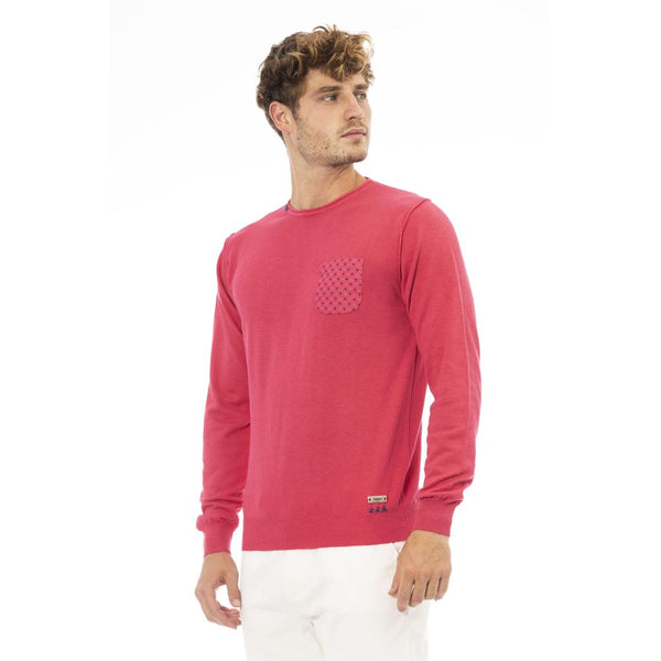 Crew Neck -Baumwollpullover mit Metallmonogramm