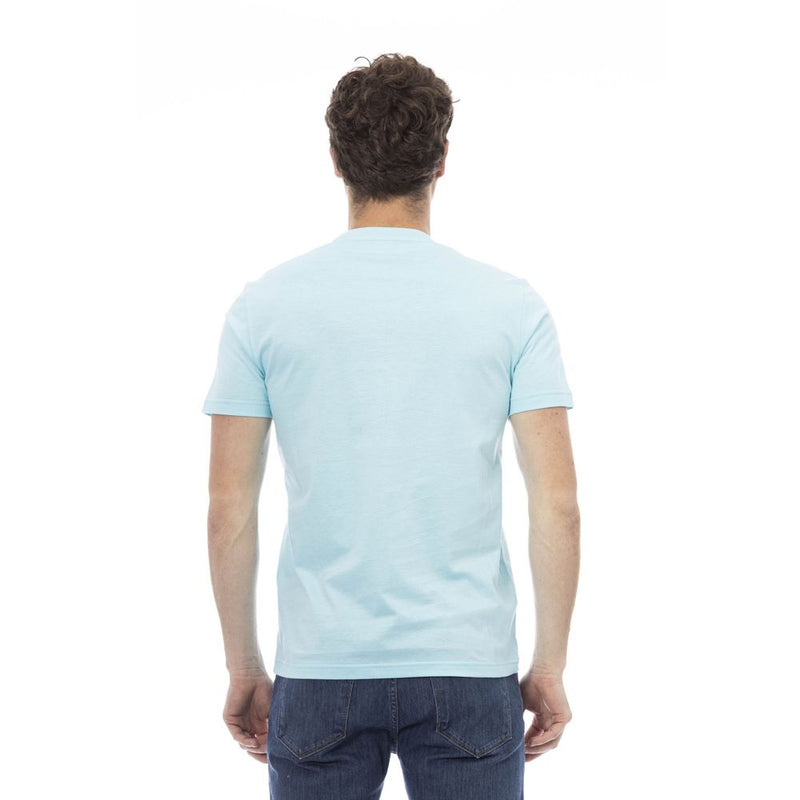 T-shirt en coton bleu clair chic avec imprimé avant