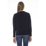 Maglione Chic Blue Crew Neck in miscela in lana-cashere