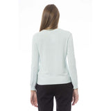 Elegantes hellblaues V-Ausschnitt Cashmere Mischpullover