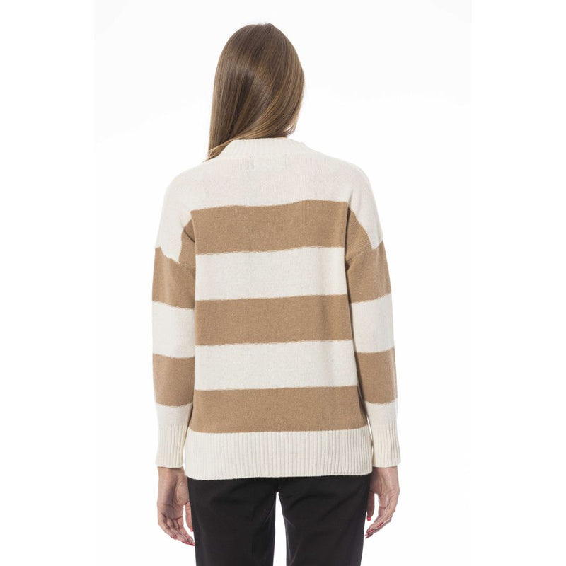 Elegante maglione a V beige