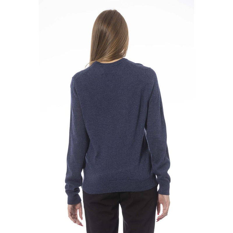 Maglione blu a v-scollo chic