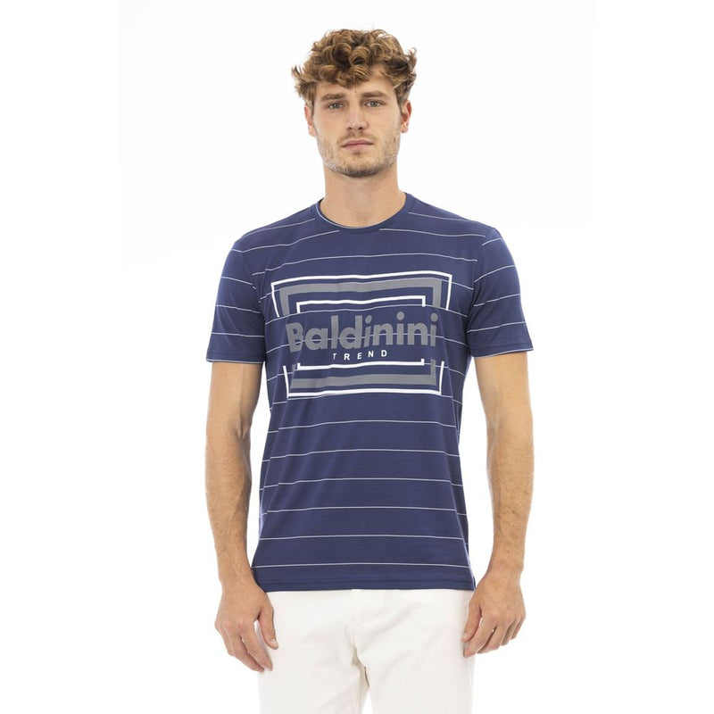 TEE de algodón azul elegante con estampado delantero