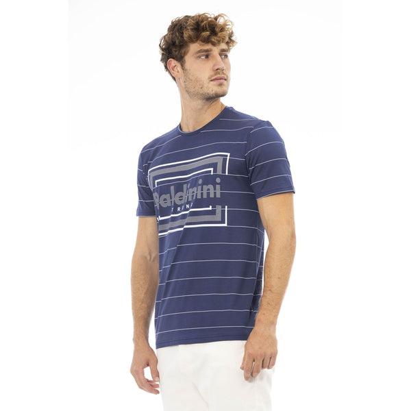 TEE de algodón azul elegante con estampado delantero