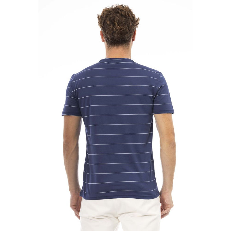 T-shirt en coton bleu chic avec imprimé avant