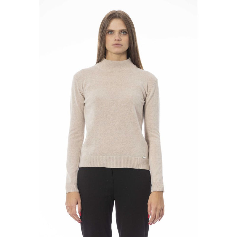 Κομψό πουλόβερ μείγμα Cashmere Beige Turtleneck