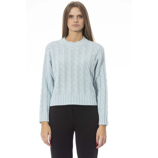 Light Blue Wool Women Sweater