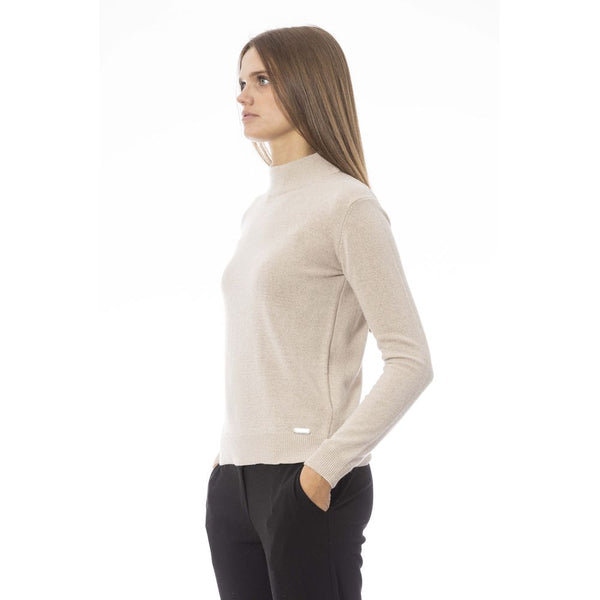 Κομψό πουλόβερ μείγμα Cashmere Beige Turtleneck