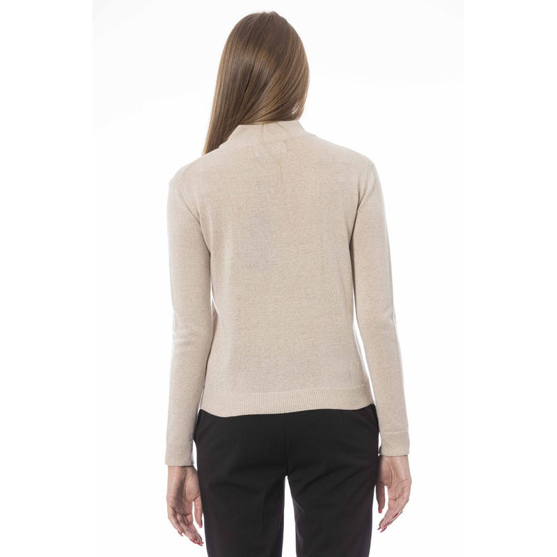 Κομψό πουλόβερ μείγμα Cashmere Beige Turtleneck