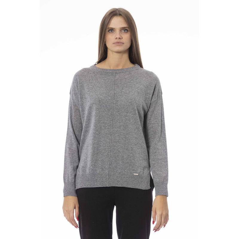 Pull en tricot à cou de l'équipage gris chic