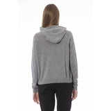 Chic Cosy Cusped Hooded Strick Pullover in Grau