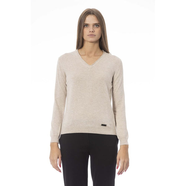 Elegante maglione a V Beige-accogliente e chic