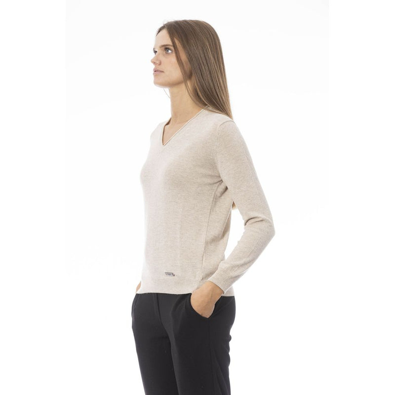 Elegant Beige V-Neck-Pullover-Cosy & Chic