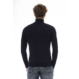 Eleganter blauer Rollkragenpullover Wollpullover