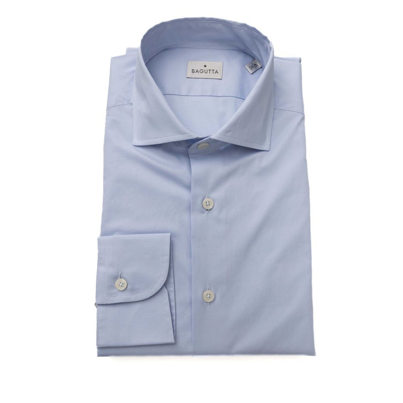 Elegant Light Blue Blue Slim Fit avec col français