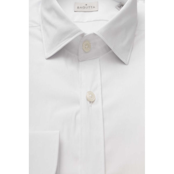 Camisa blanca de cuello francés de ajuste delgado