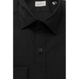 Sleek Black Slim Fit French Collar