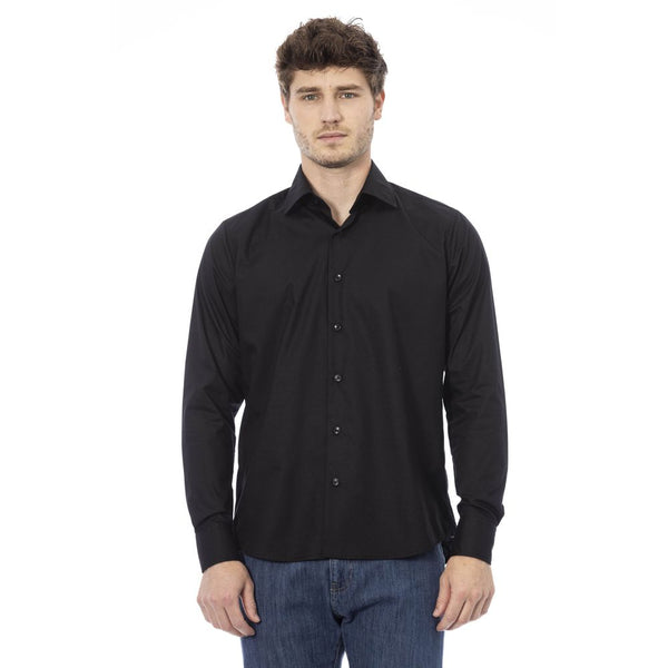 Elegante camicia di cotone nero italiano