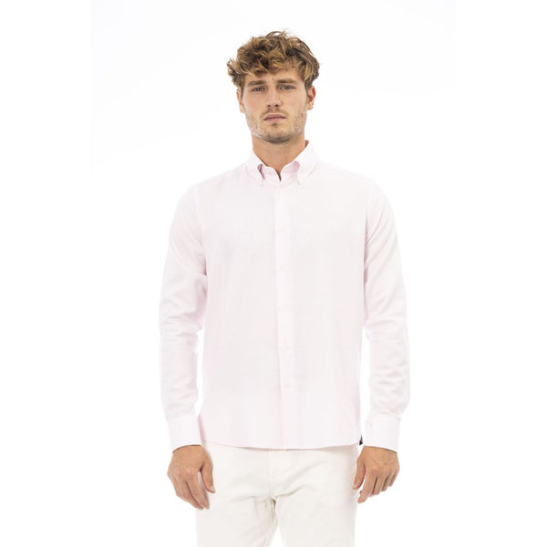 Elegante camisa rosa de algodón mezcla