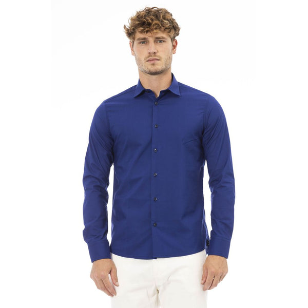 Elegante camicia blu italiana regolare