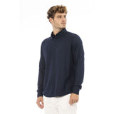 Elegante camicia a bottiglia di cotone blu