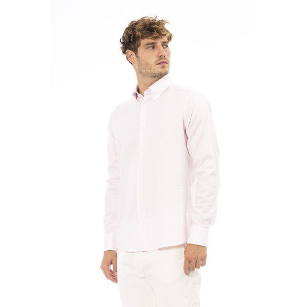 Elegante camisa rosa de algodón mezcla