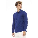 Blue Polyester Men Shirt