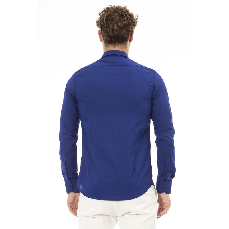 Elegante camicia blu italiana regolare