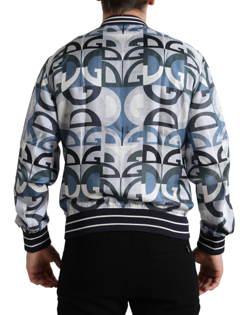 Multicolor Silk Bomber Jacket - Classic Elegance