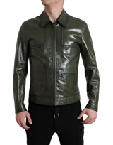 Emerald Elegance Leder Bikerjacke