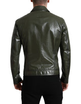 Emerald Elegance Leder Bikerjacke