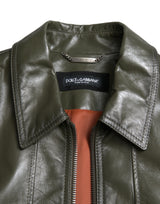 Emerald Elegance Leder Bikerjacke