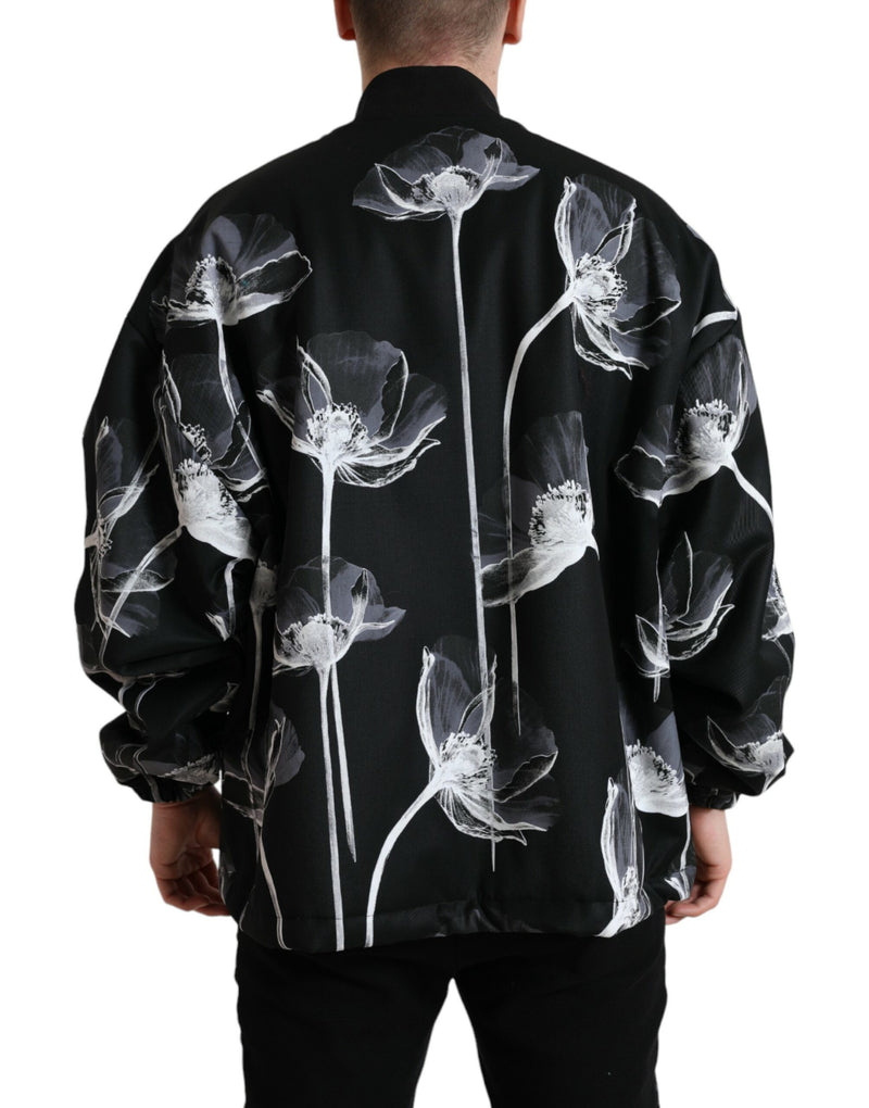 Elegante chaqueta de bombardero de impresión floral