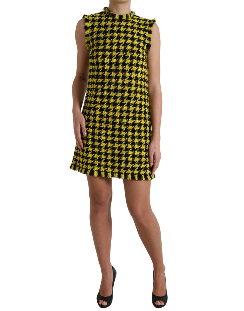 Houndstooth Knitt Chic Mini falda amarilla