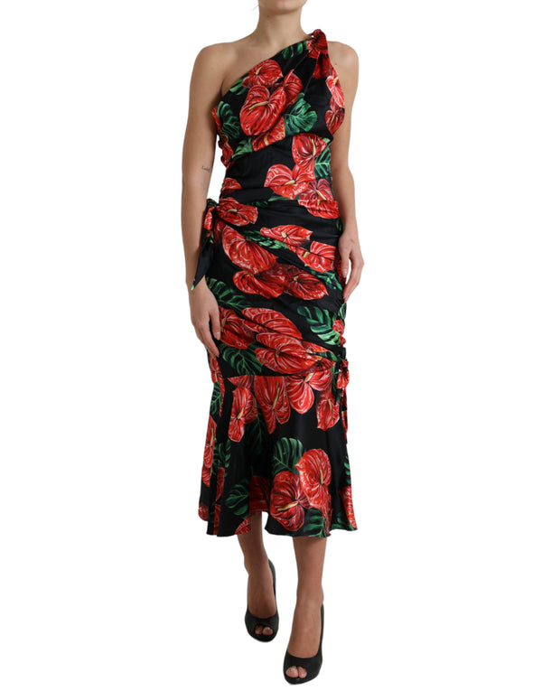 Tropical Elegance Seide drapiertes Kleid