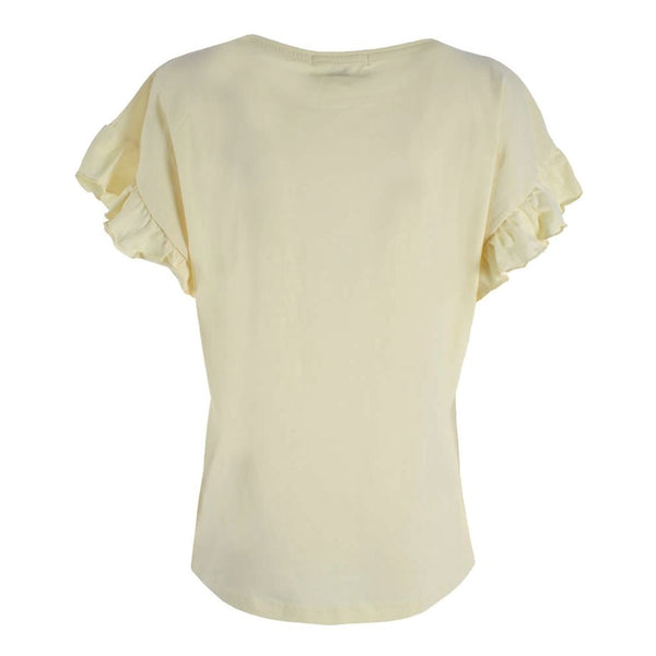 Chic Bat Sleeve Ruffled Cotton Tee – Sunny Yellow