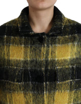 Chic Plaid Long Coat in Sonnenscheingelb