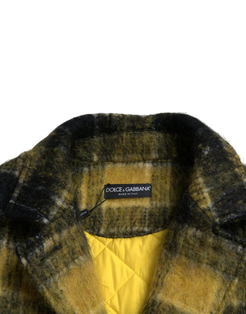 Chic Plaid Long manteau au soleil jaune