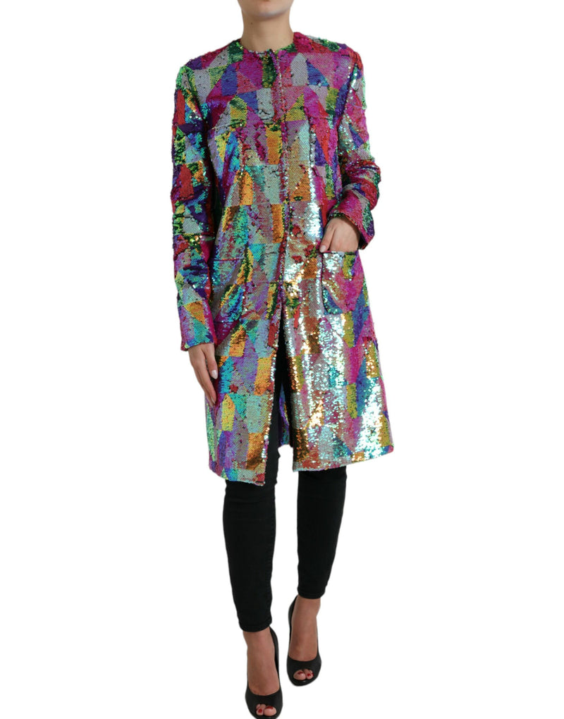 Multicolor -Longjacke mit Pailletten