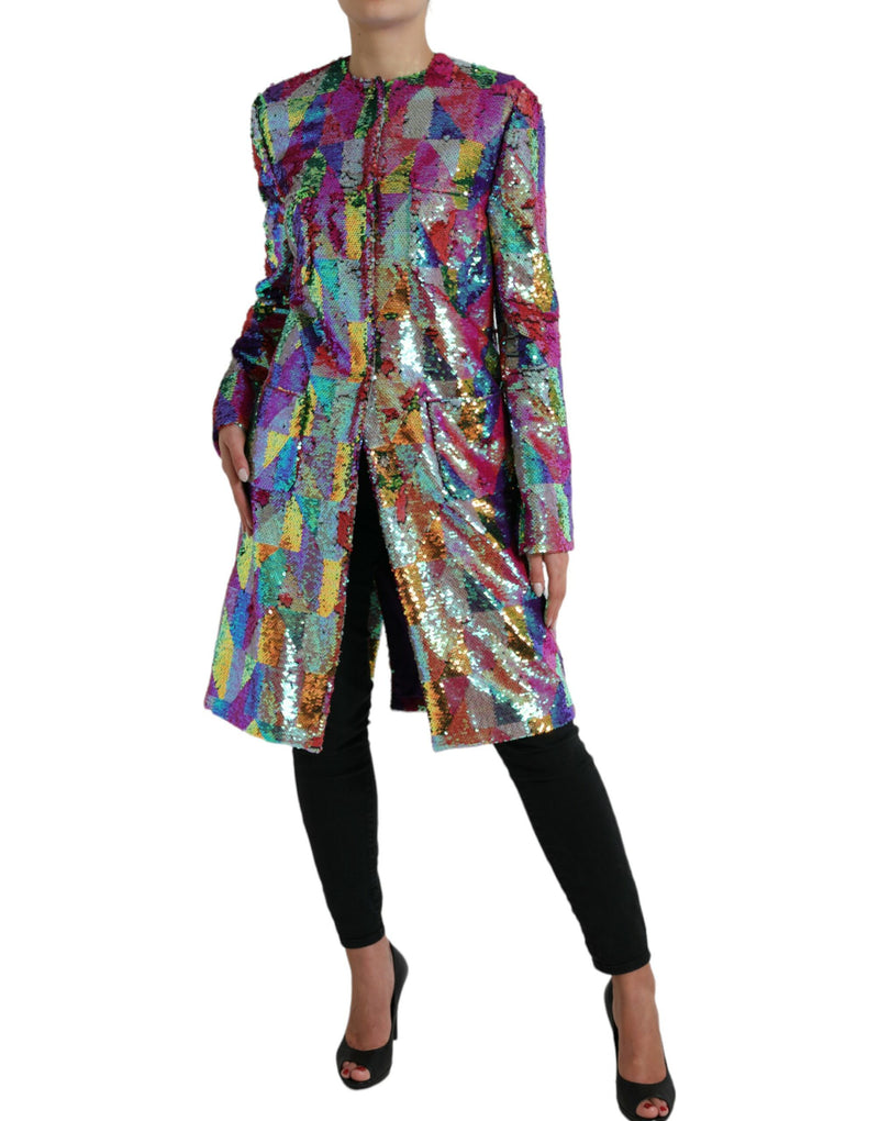 Multicolor -Longjacke mit Pailletten