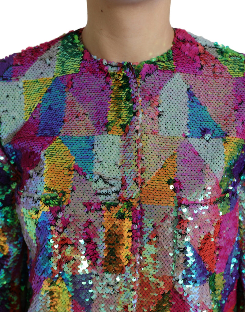 Chaqueta larga de lentejuelas multicolores