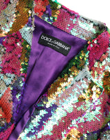 Giacca lunga con paillettes multicolore