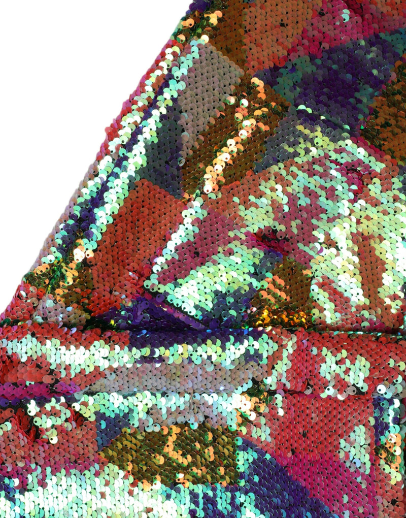 Veste longue à paillettes multicolores