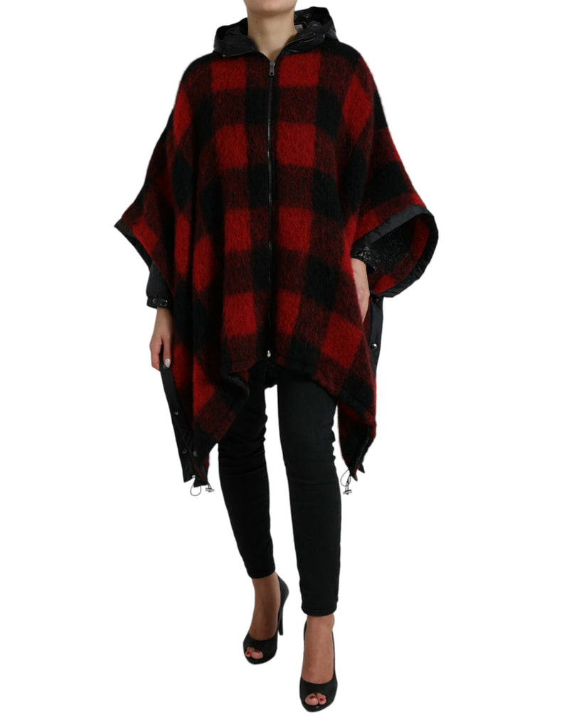 Elegante chaqueta poncho de chequeo de búfalo