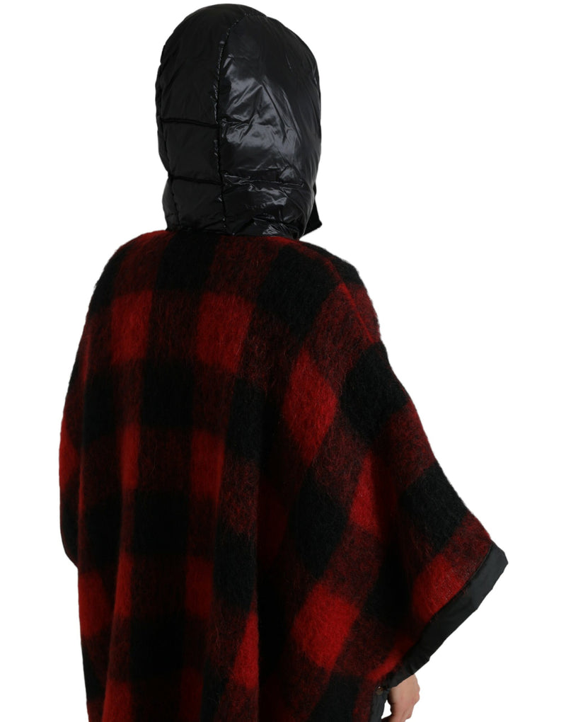 Elegante chaqueta poncho de chequeo de búfalo