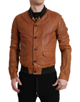 Bomber perforato in pelle elegante