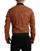 Bomber perforato in pelle elegante