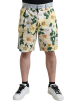 Mehrfarbige Blumenbaumwäsche Bermuda Shorts