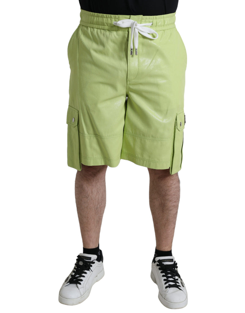 Chic Light Green Cotton Bermuda Shorts