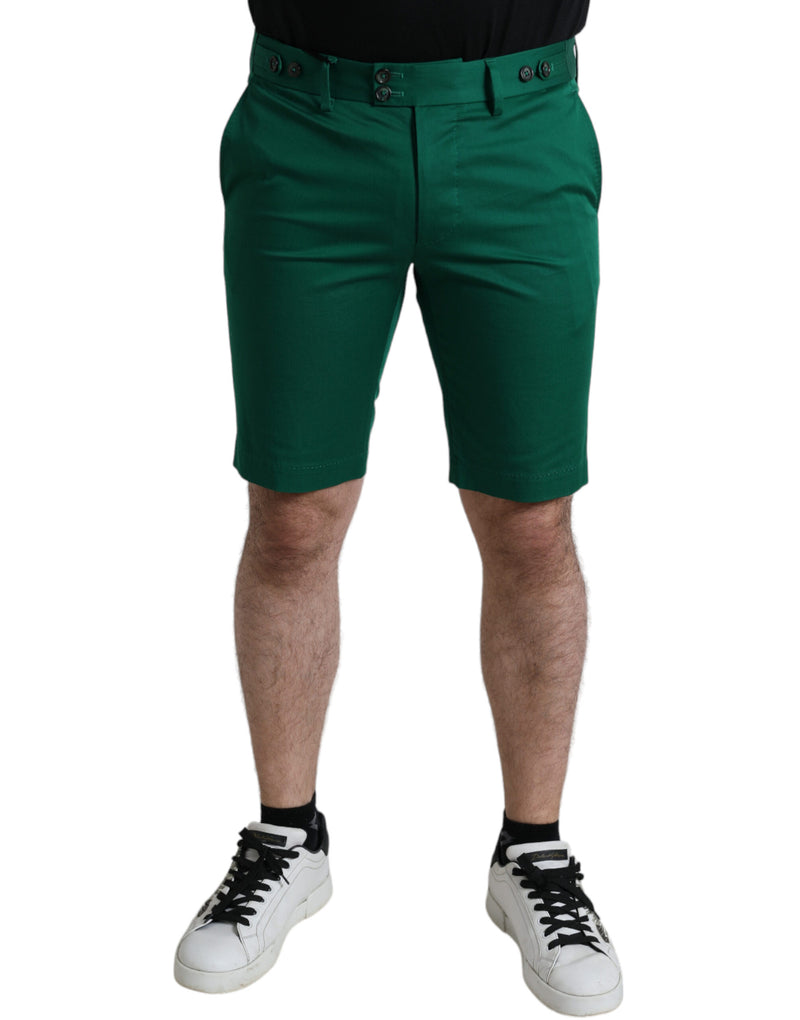 Elegante tiefgrüne Baumwoll -Bermuda -Shorts